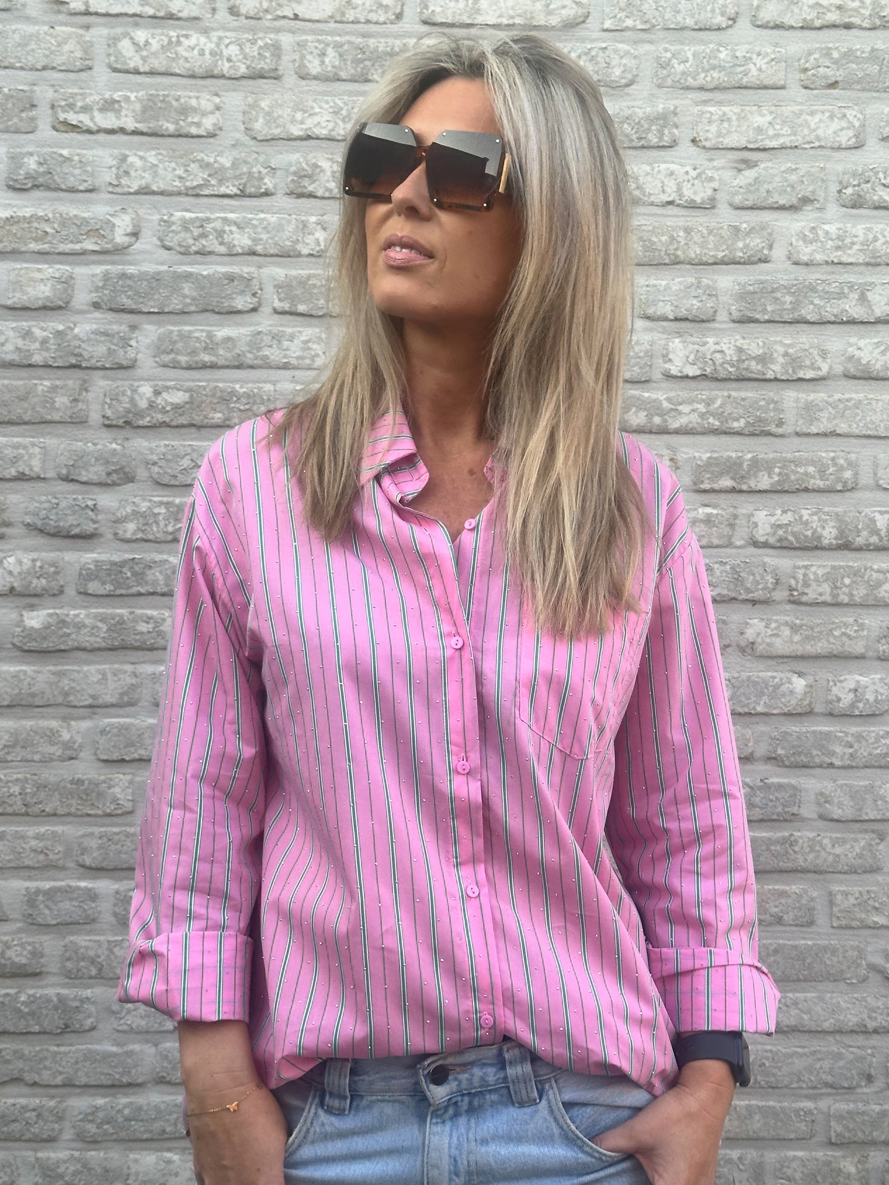 Hemd Leonie pink strass