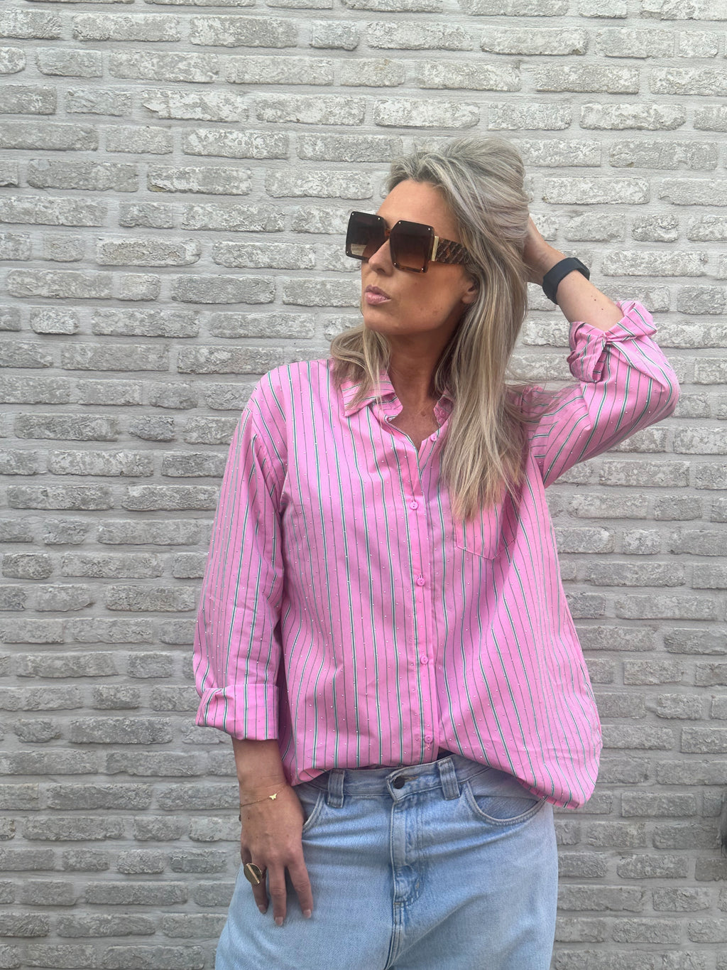 Hemd Leonie pink strass