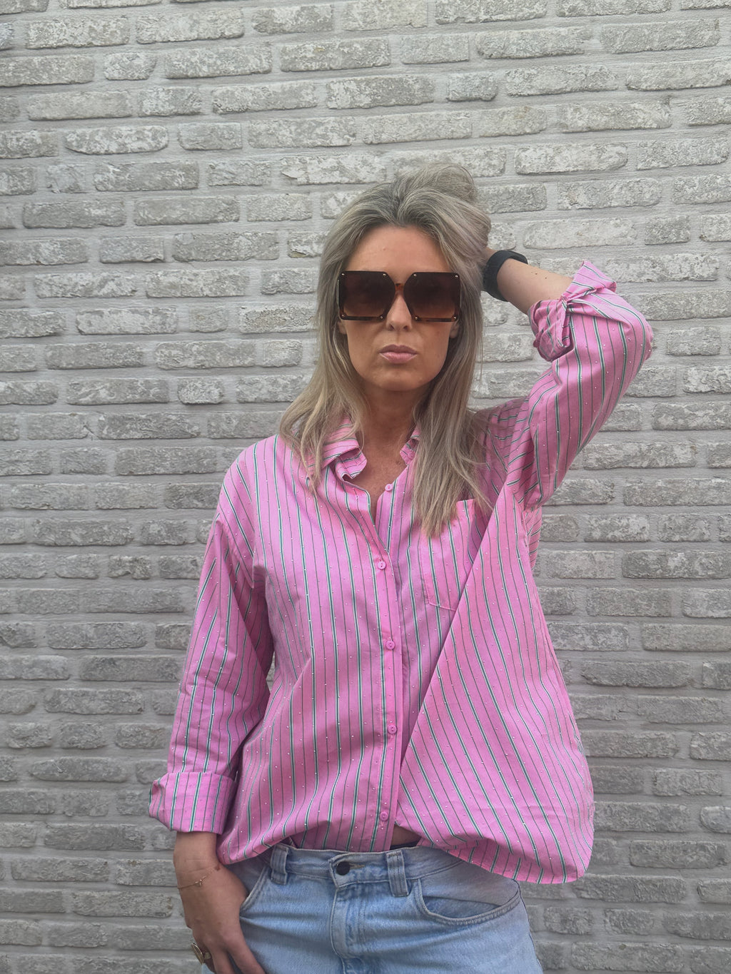 Hemd Leonie pink strass