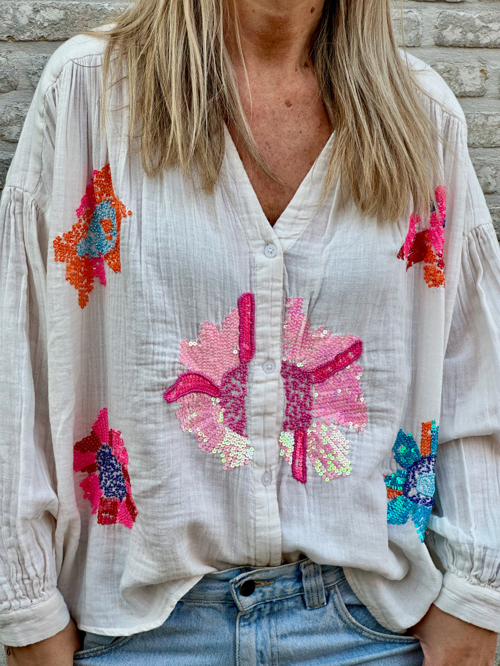 Hemd Jill tetra floral strass