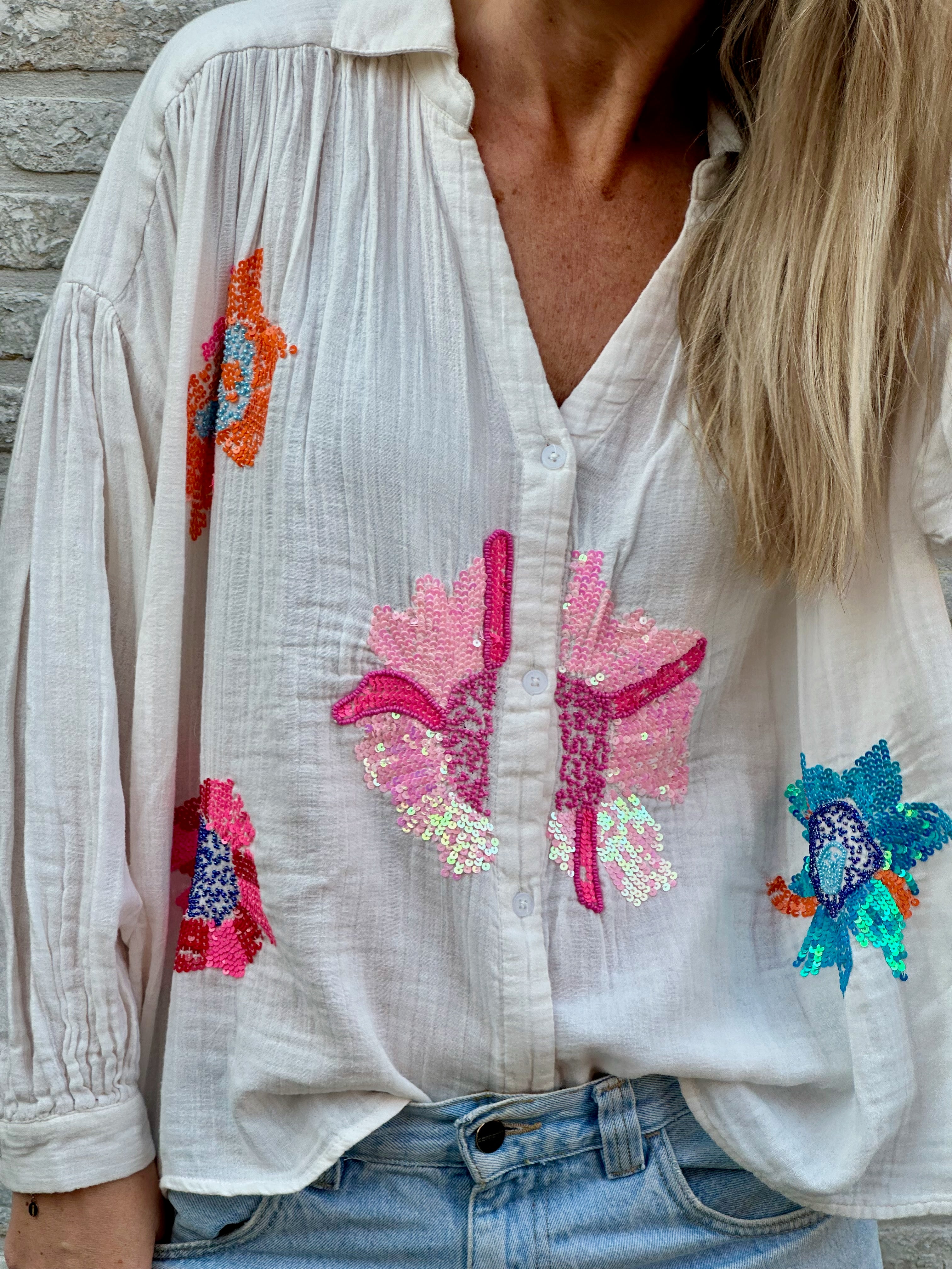 Hemd Jill tetra floral strass