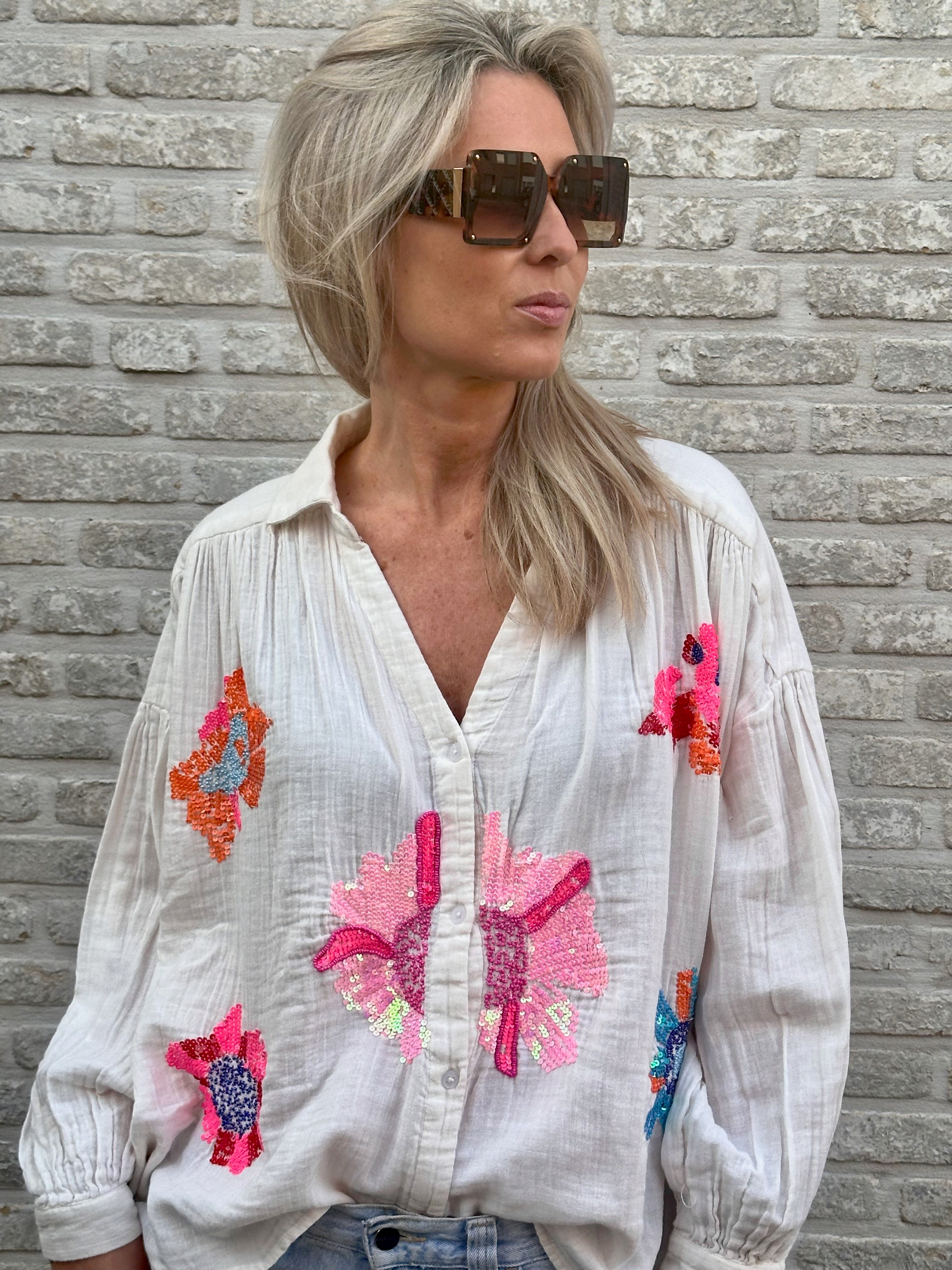 Hemd Jill tetra floral strass