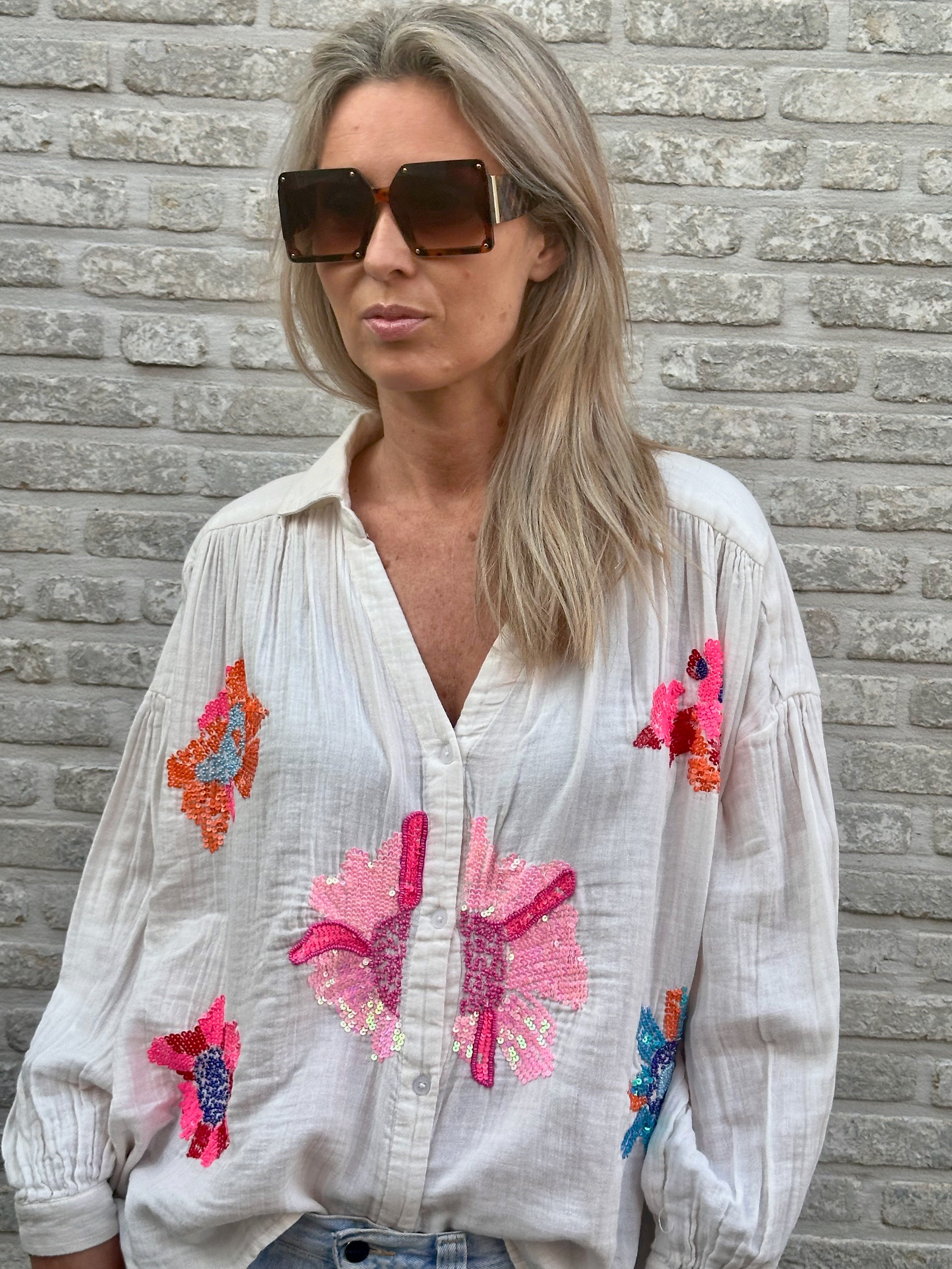 Hemd Jill tetra floral strass