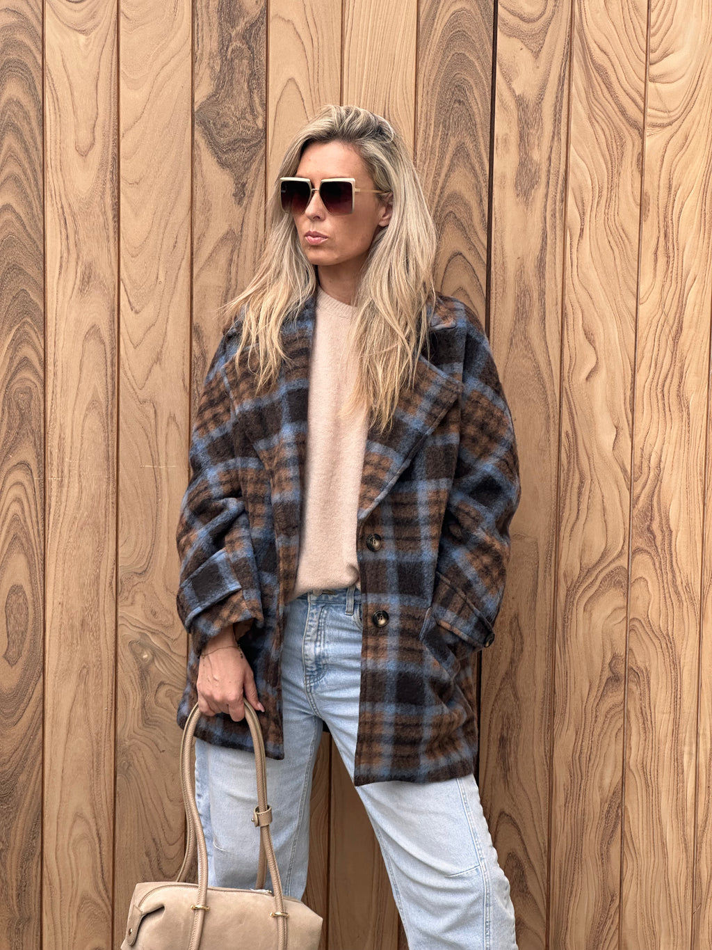 Jacket Ange Oversized - Blue/Brown/Camel