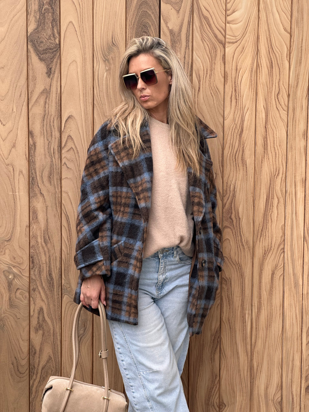 Jacket Ange Oversized - Blue/Brown/Camel