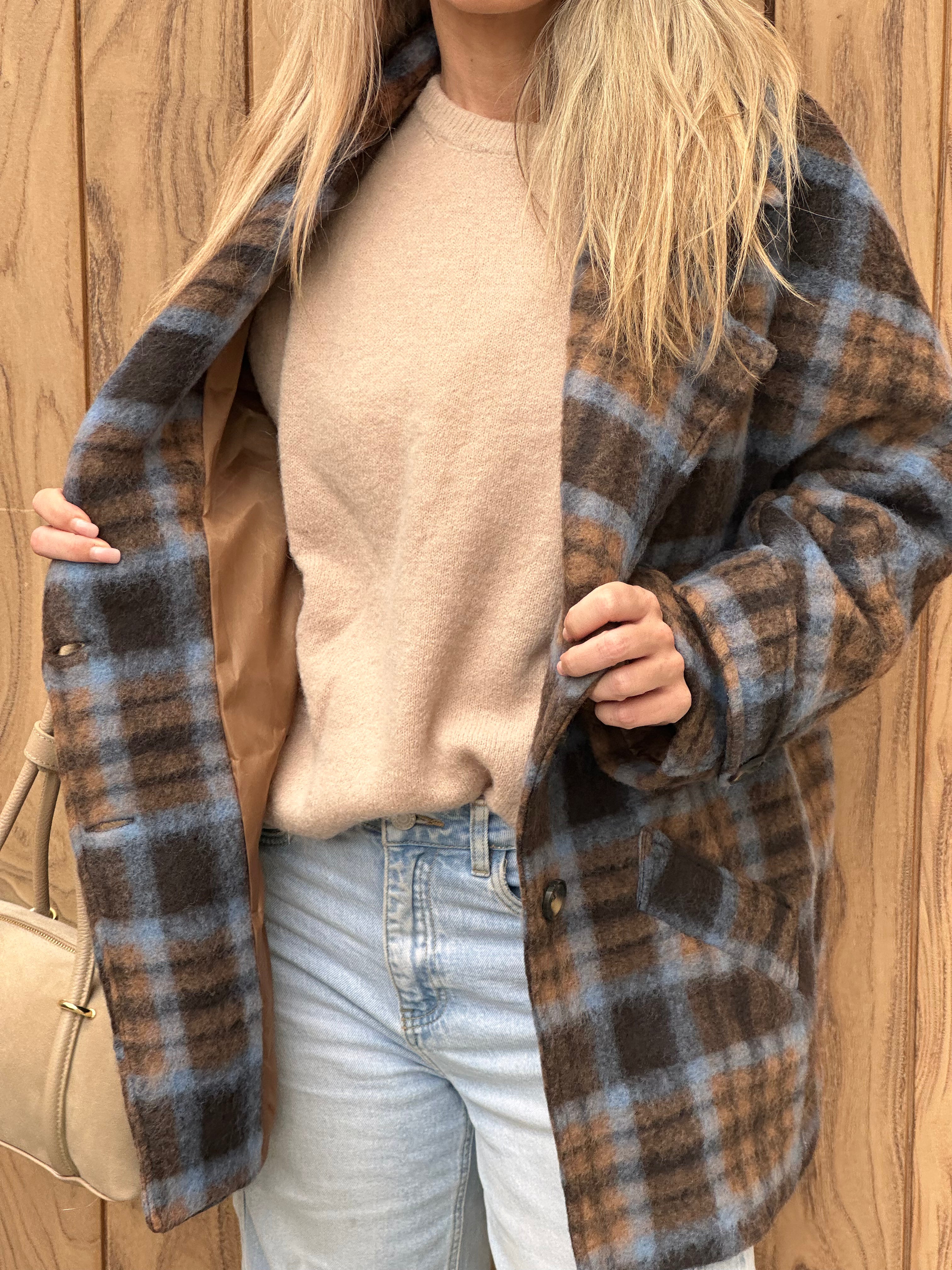Jacket Ange Oversized - Blue/Brown/Camel