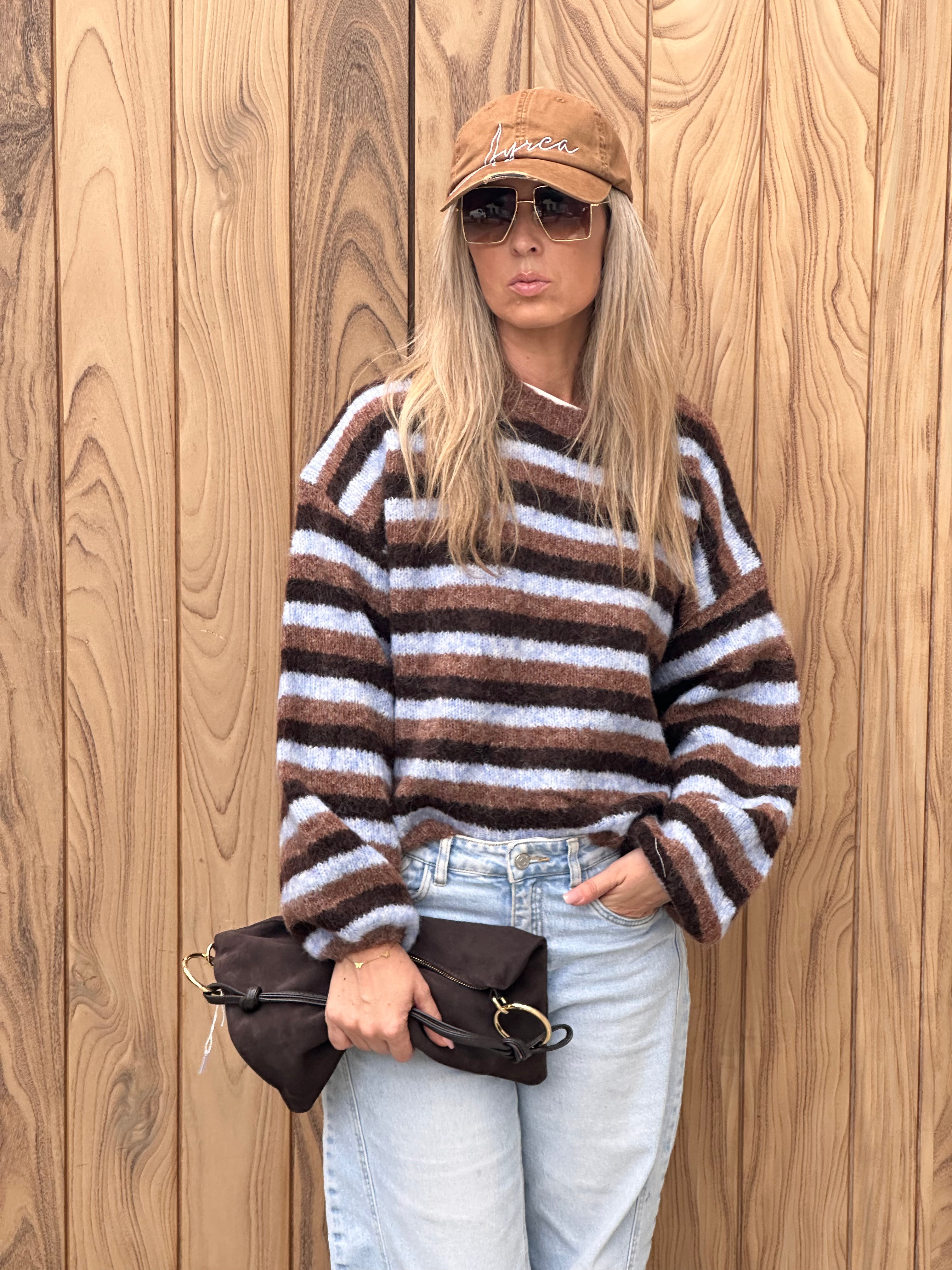 Pull Olivia - Oversized - Blue/Camel/Brown