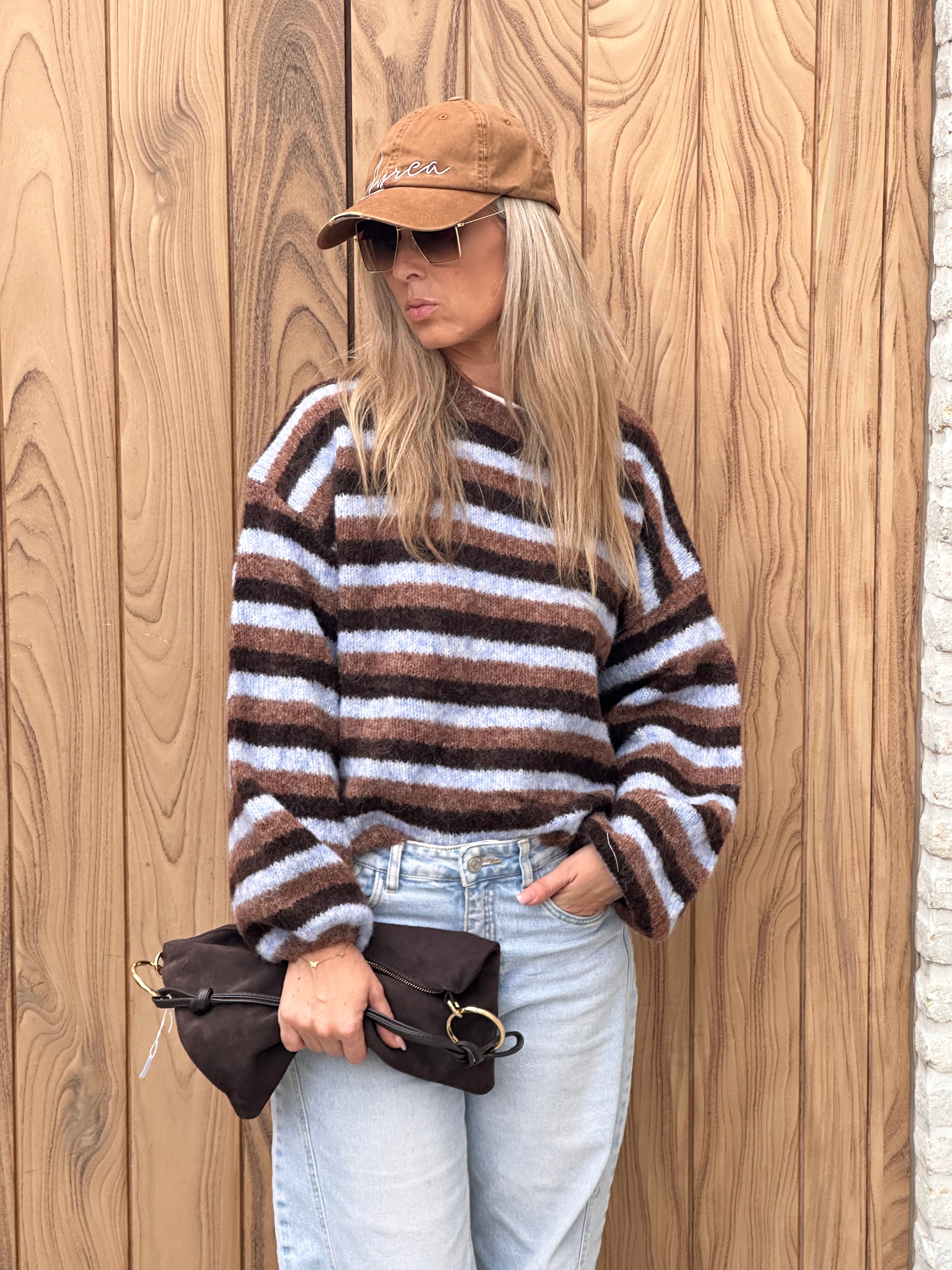 Pull Olivia - Oversized - Blue/Camel/Brown