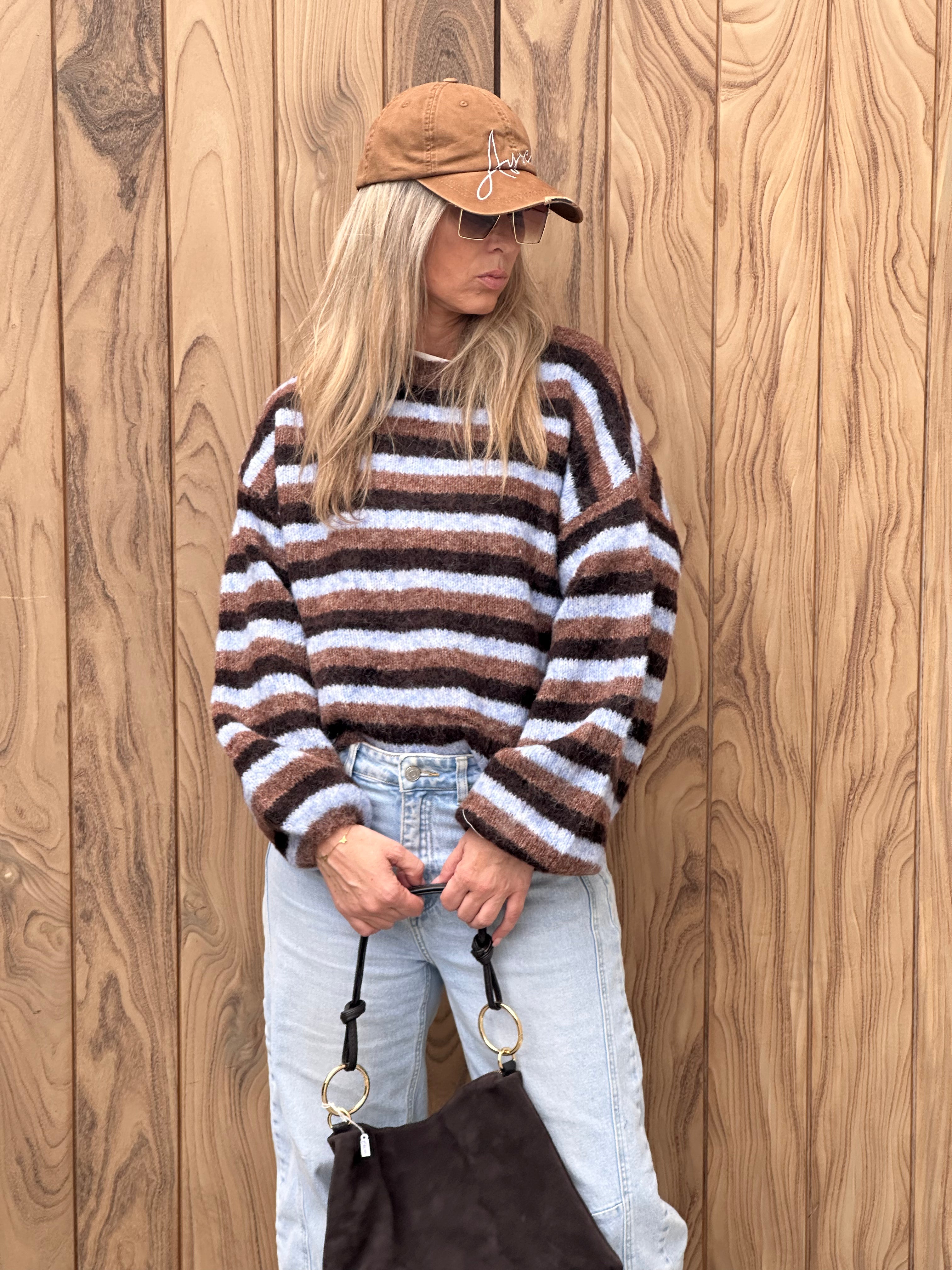 Pull Olivia - Oversized - Blue/Camel/Brown