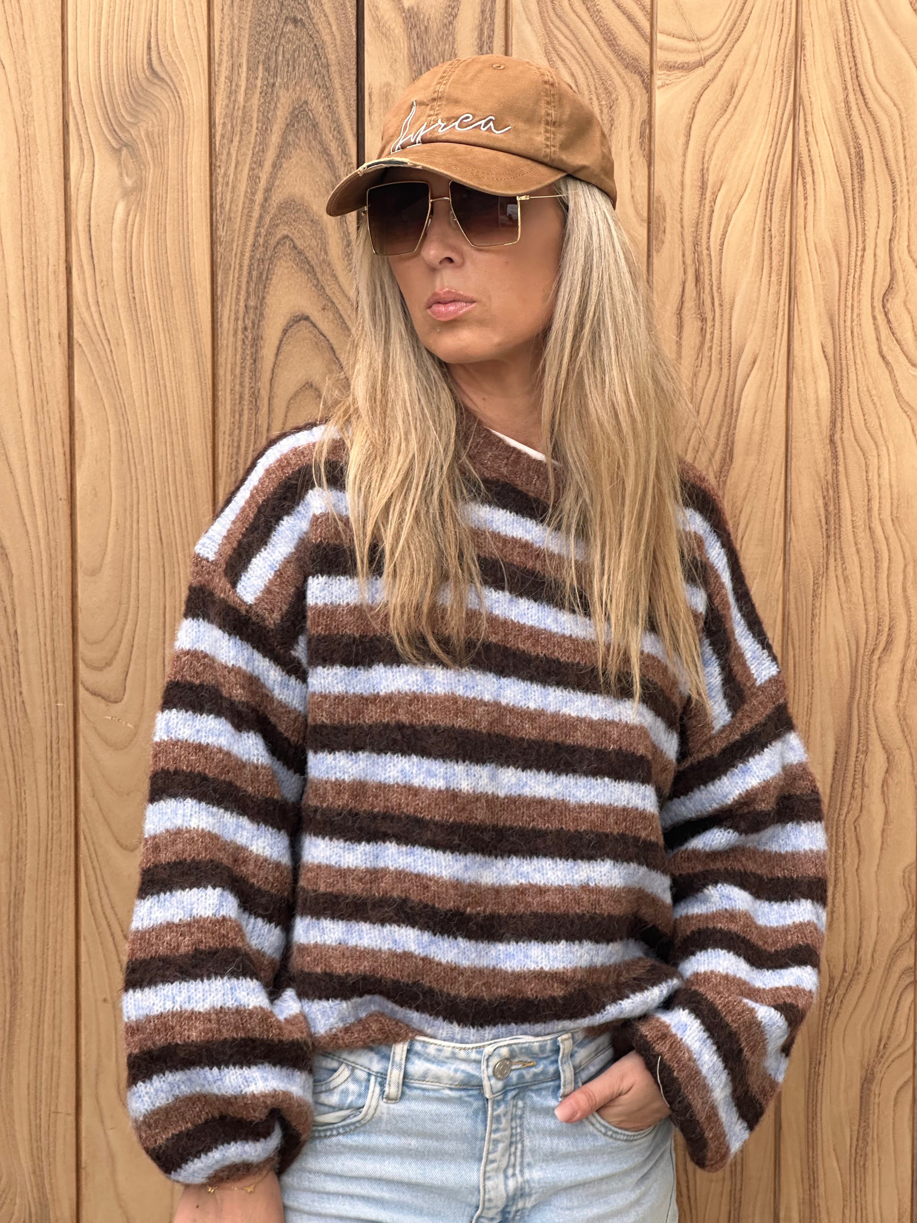 Pull Olivia - Oversized - Blue/Camel/Brown