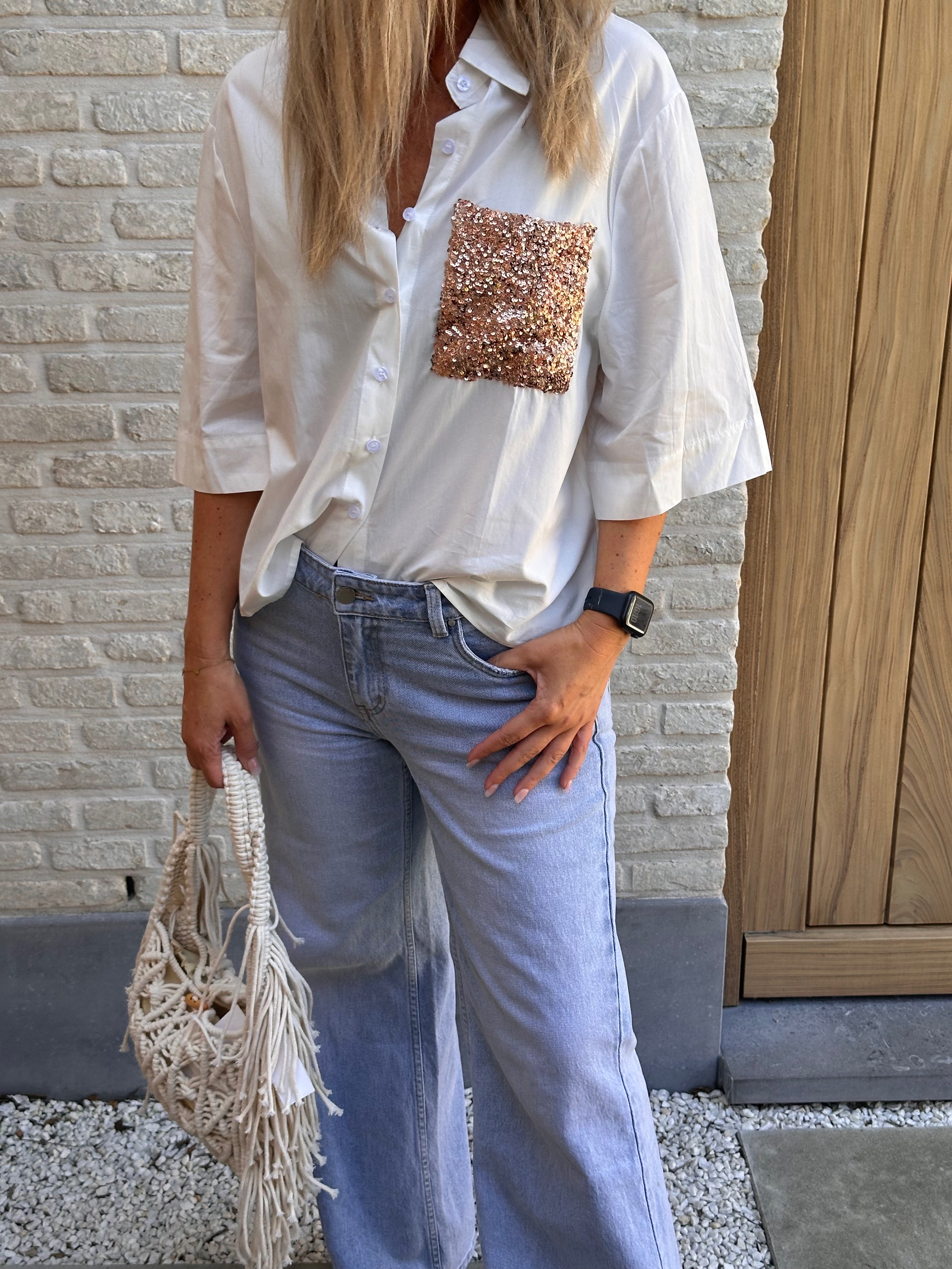 Hemd AX Strass Gold Oversized