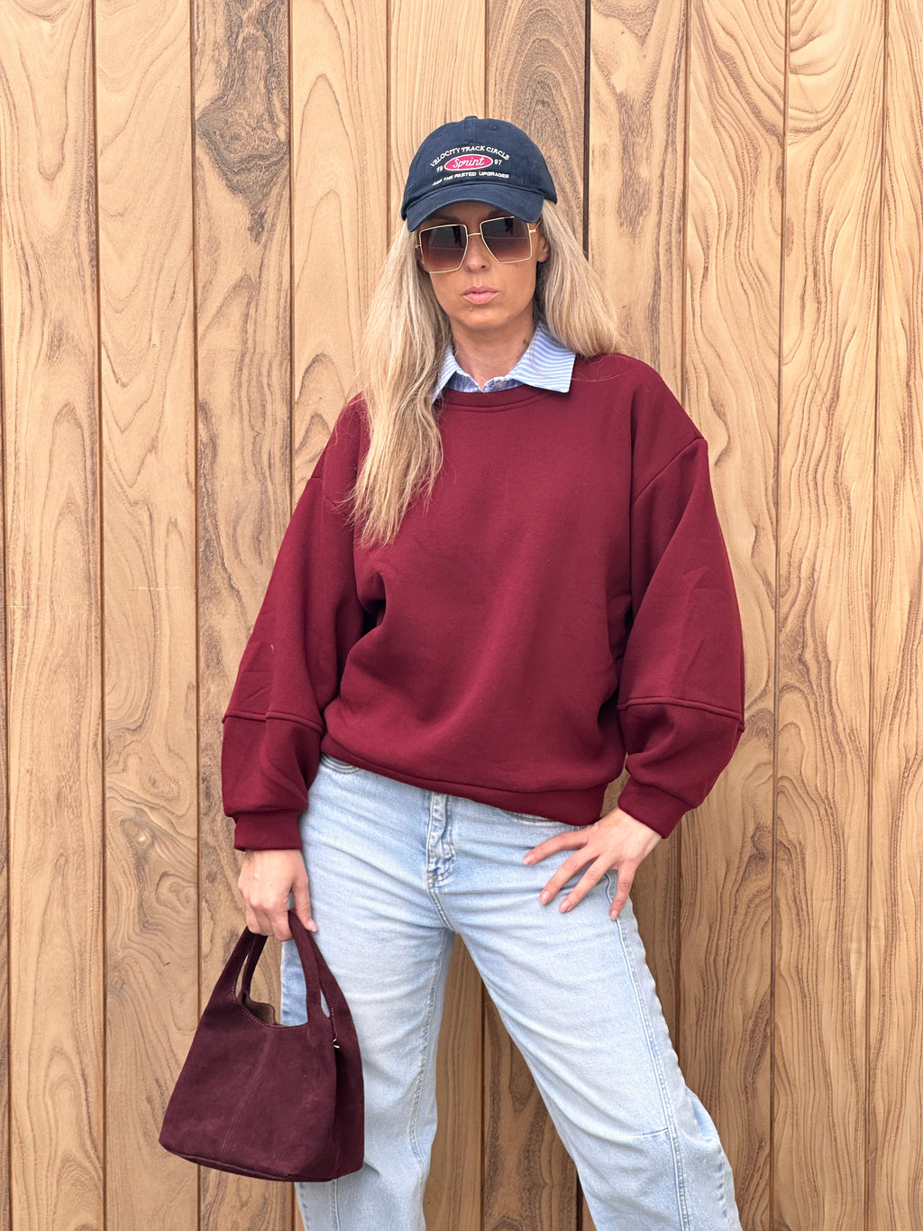 Sweater Fien - Heel Oversized - Bordeaux
