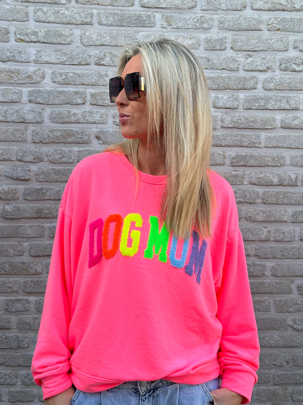 Sweater Dogmom fluo soft pink