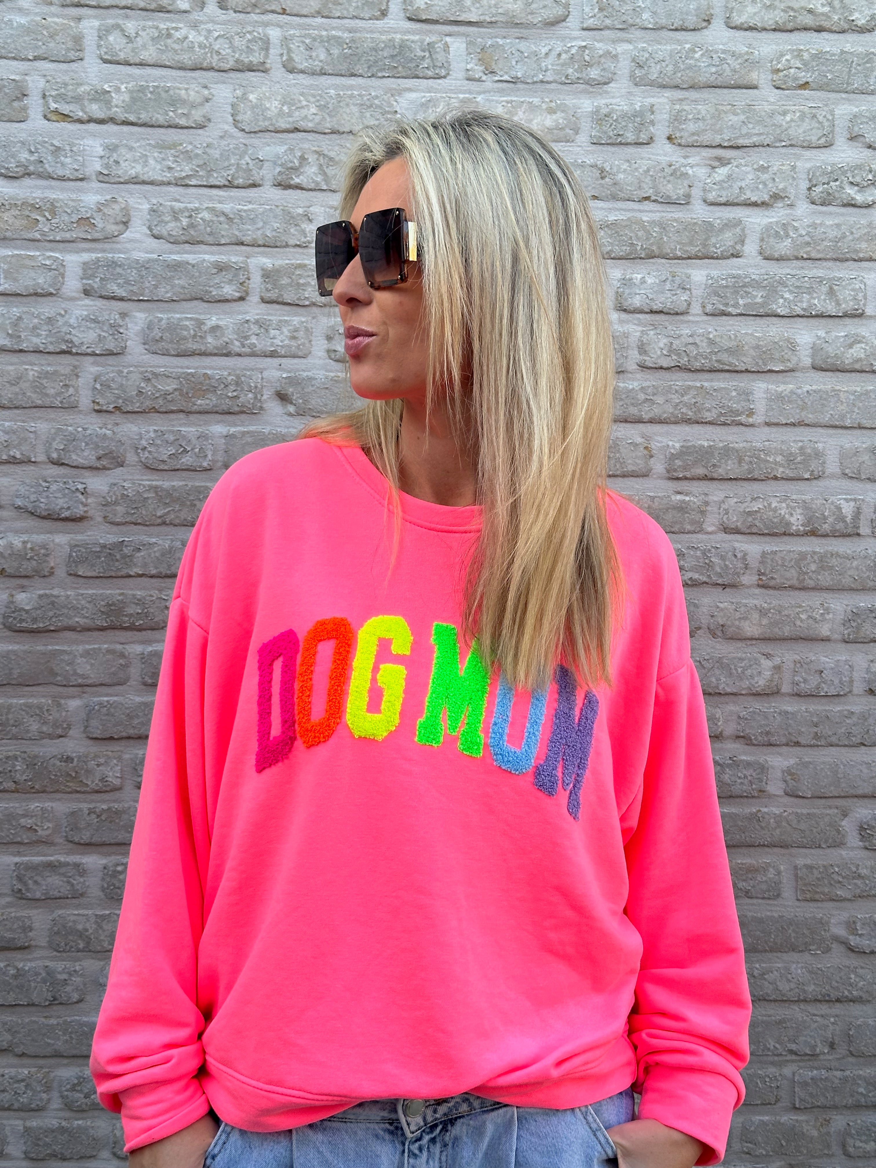 Sweater Dogmom fluo soft pink