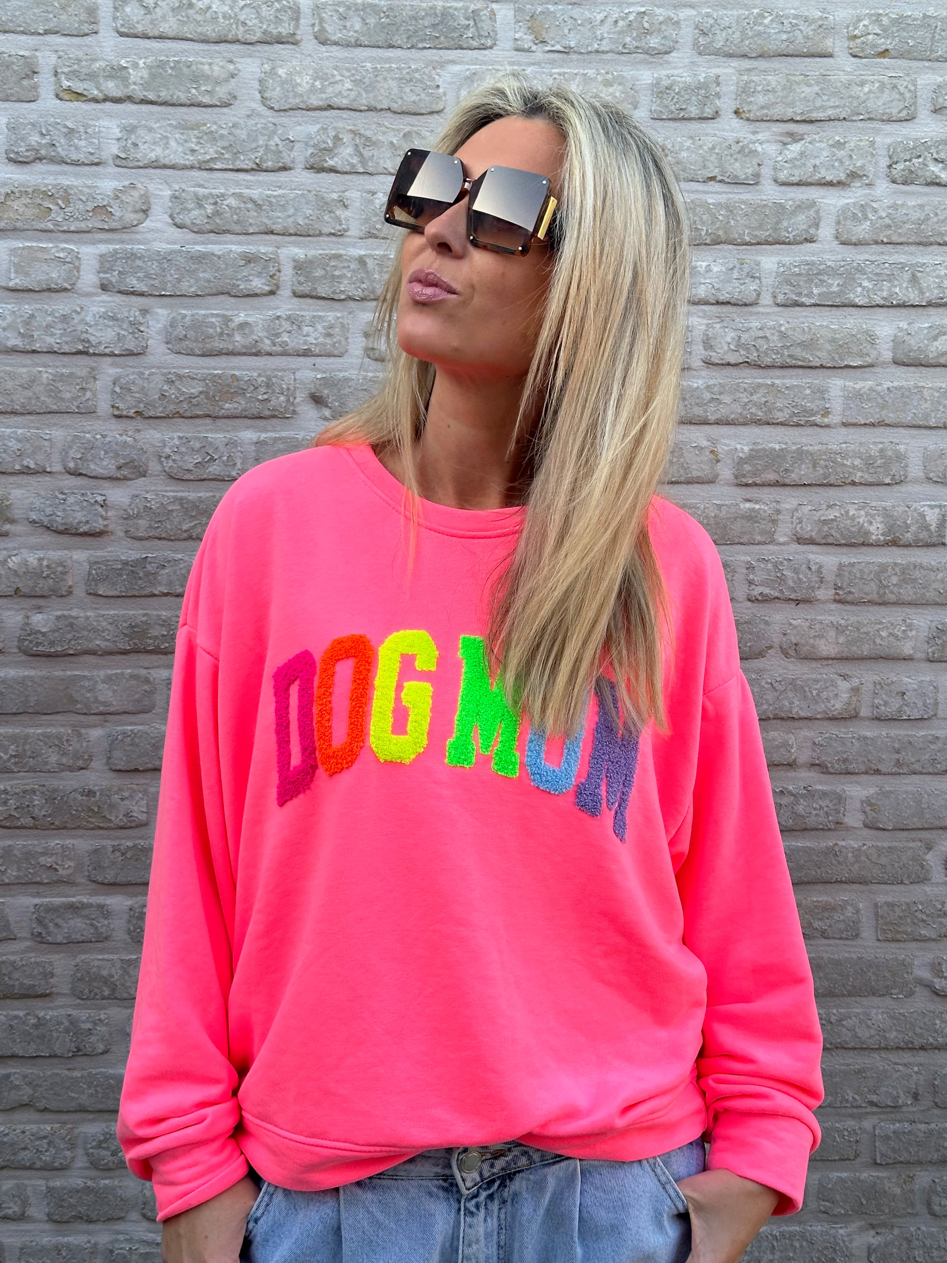Sweater Dogmom fluo soft pink