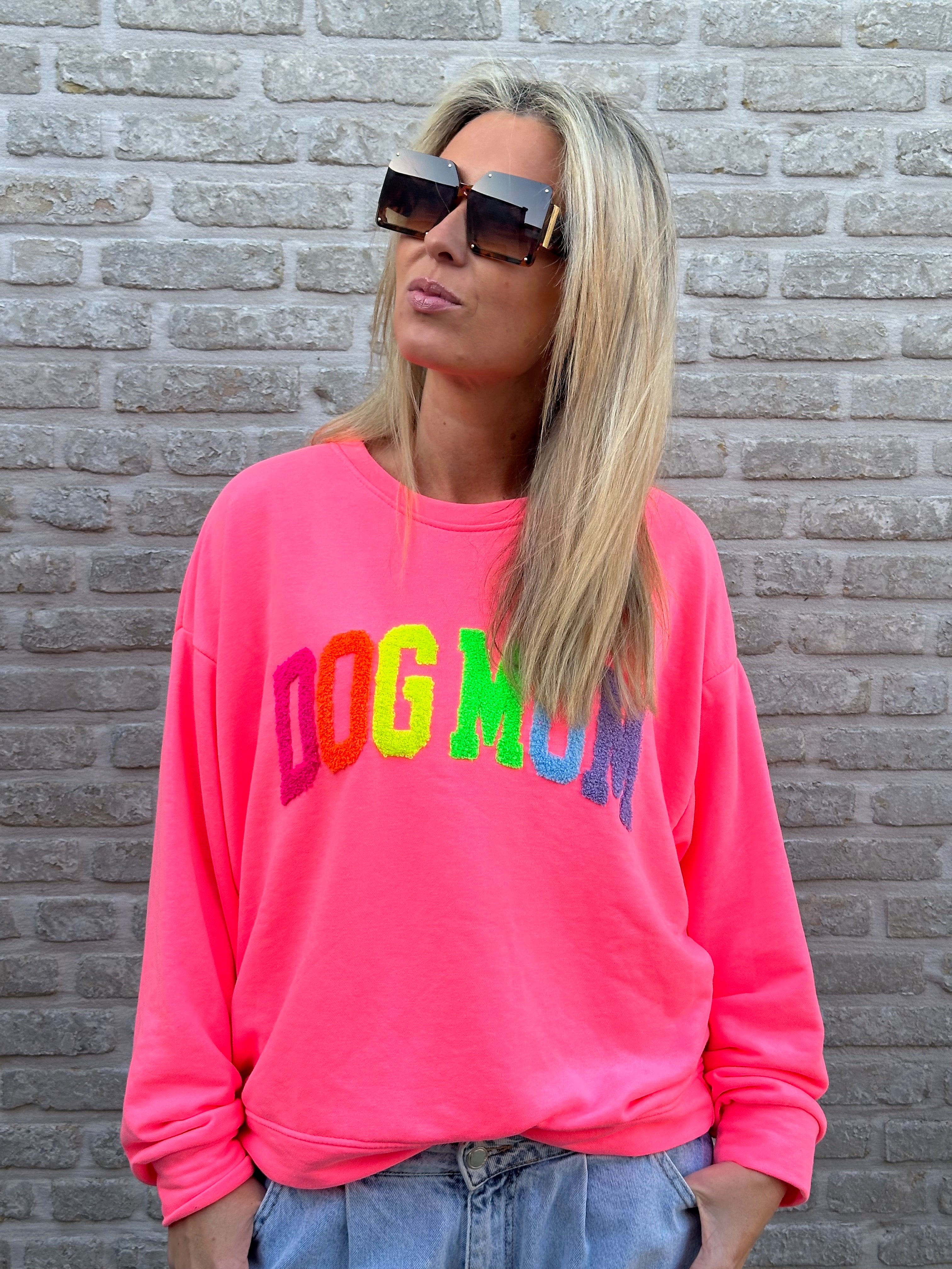 Sweater Dogmom fluo soft pink