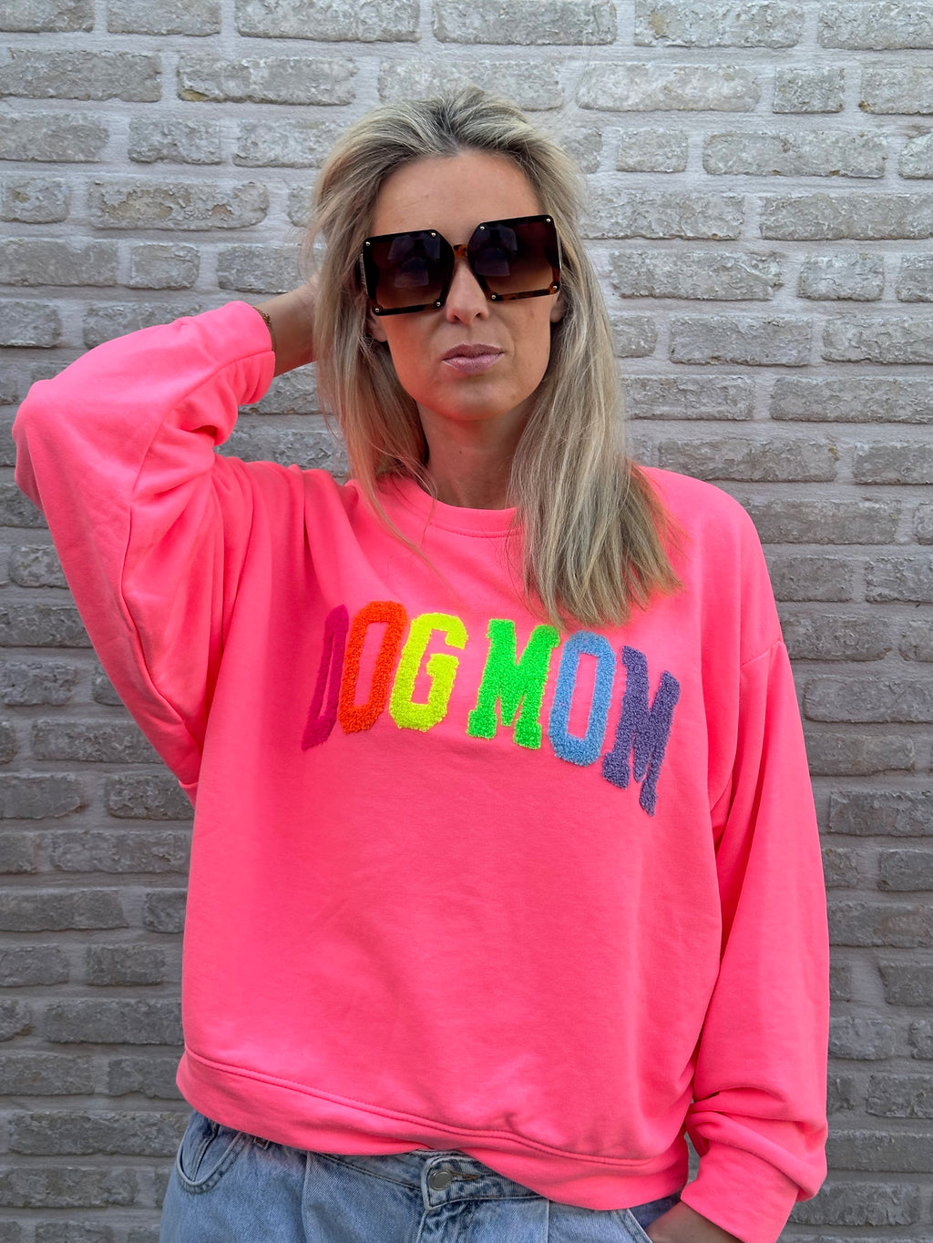 Sweater Dogmom fluo soft pink