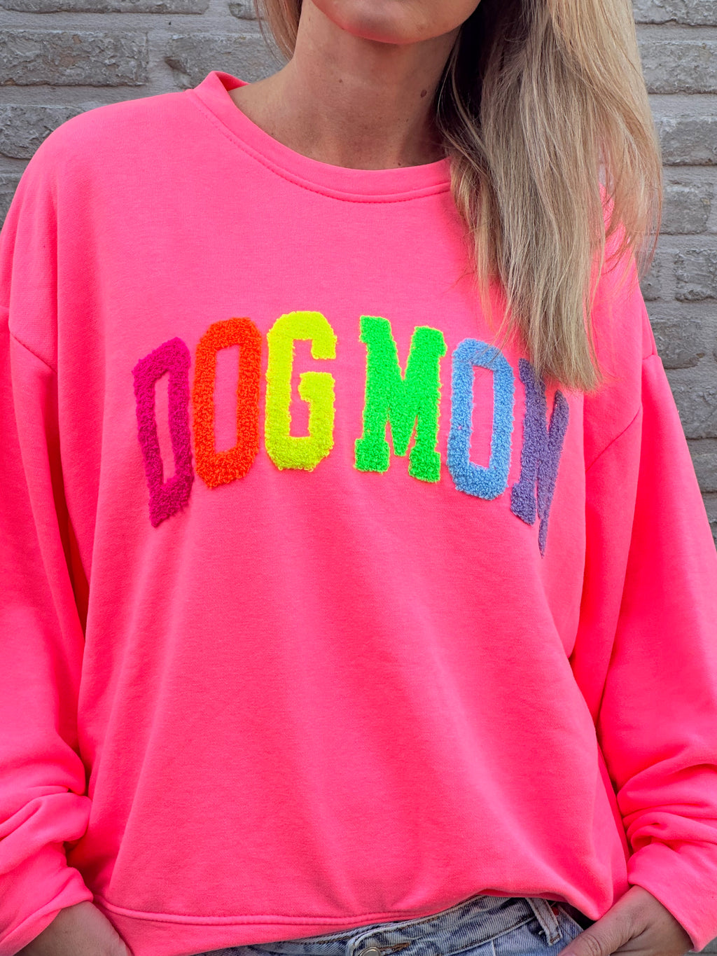 Sweater Dogmom fluo soft pink