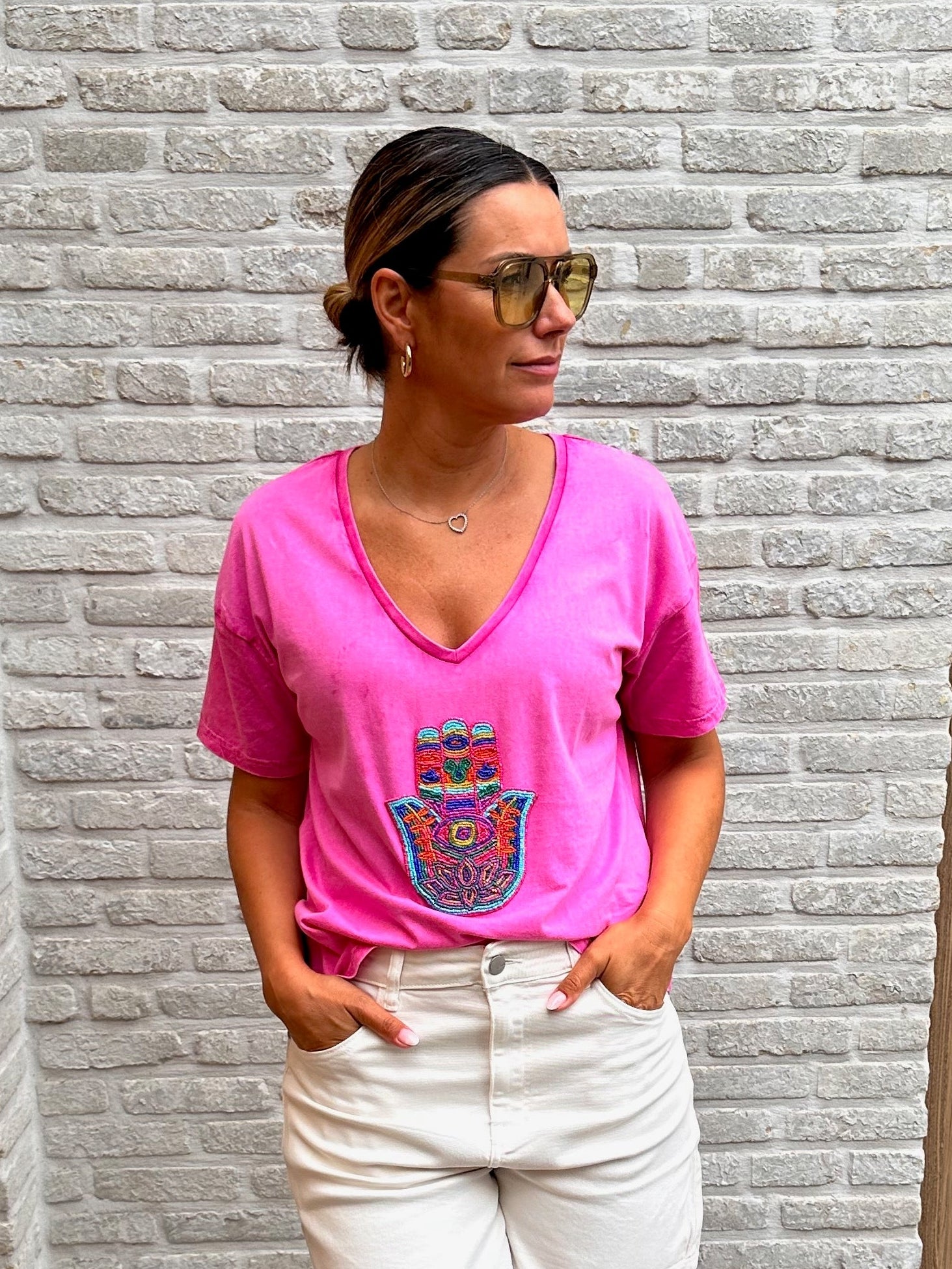 T shirt Alex - Pink Stone Wash