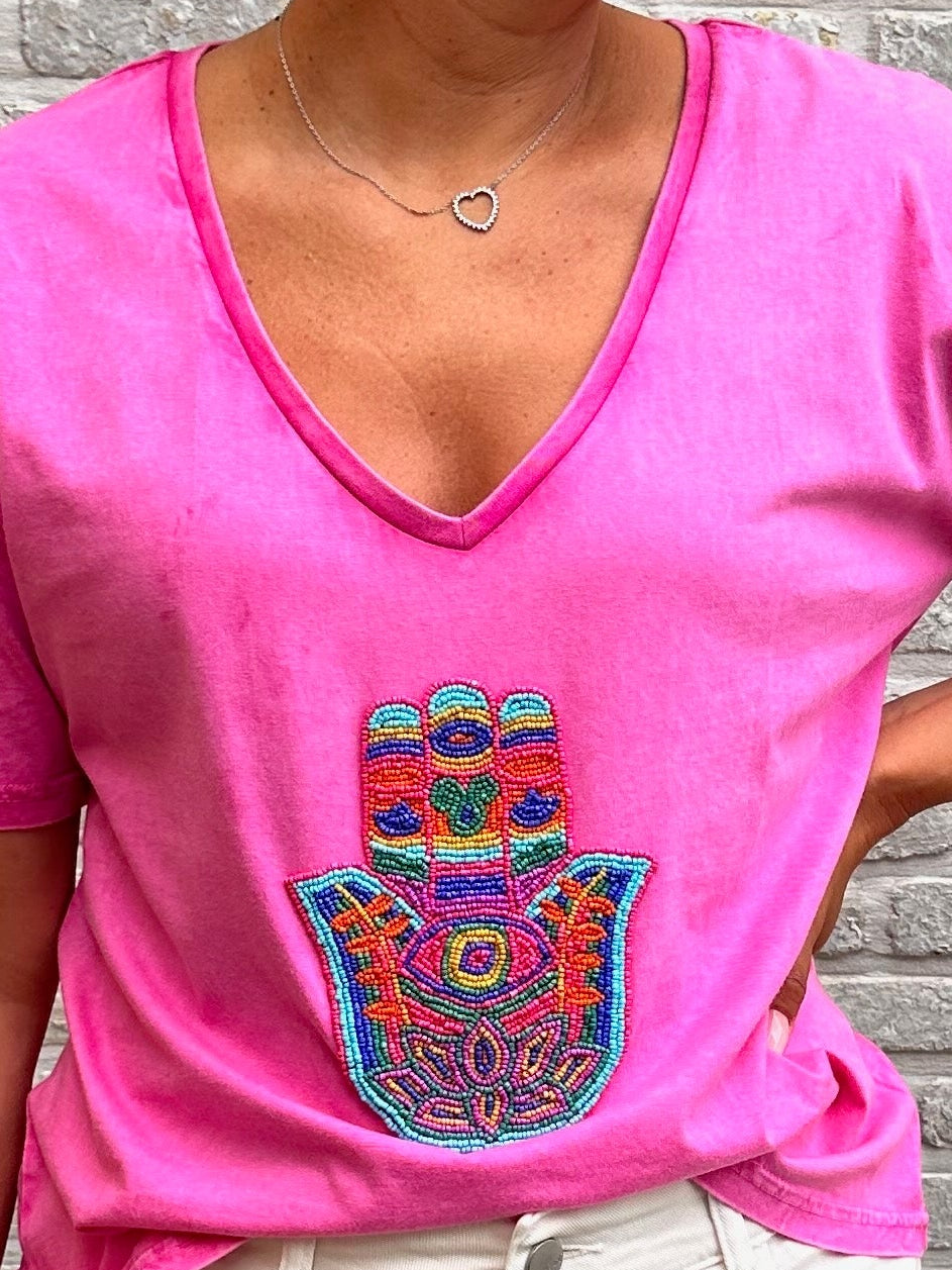 T shirt Alex - Pink Stone Wash