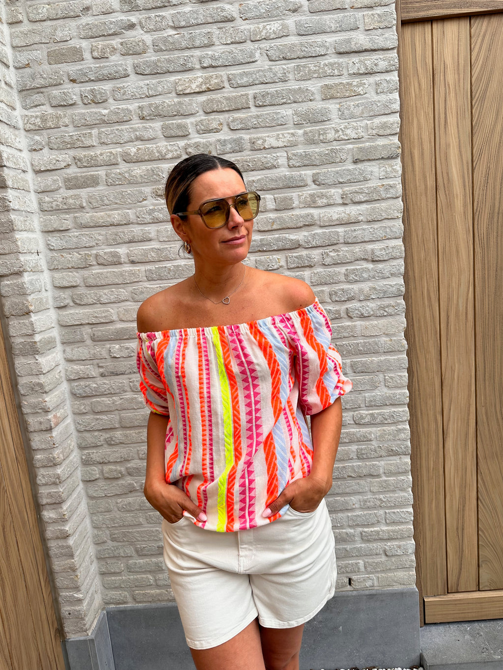 Top Bé Fluo Offshoulder Oversized